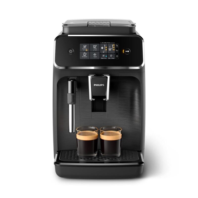 Philips 2200 Series EP2220/10 – Fully Automatic Espresso Machine with Pannarello Frother, Ceramic Grinder & AquaClean Filter (Matte Black)