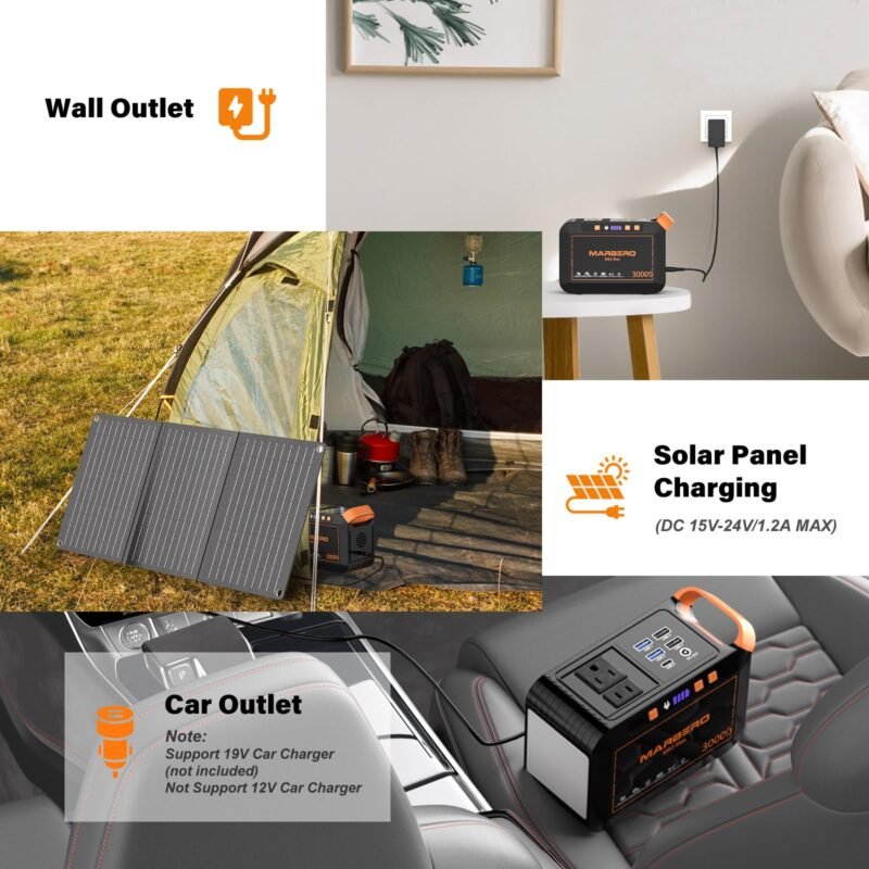 MARBERO M82 Portable Power Station – 88Wh/24000mAh Lithium Battery | 80W AC Output | Solar Rechargeable Backup Power Bank for Camping, Emergency, RV & Outdoor Use - Image 28